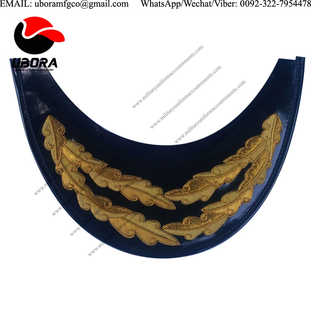 AIRLINE GOLD BULLION EMBROIDERY PEAK FOR CAP VISOR HAT MILITARY ARMY NAVY AIR FORCE HANDMADE 