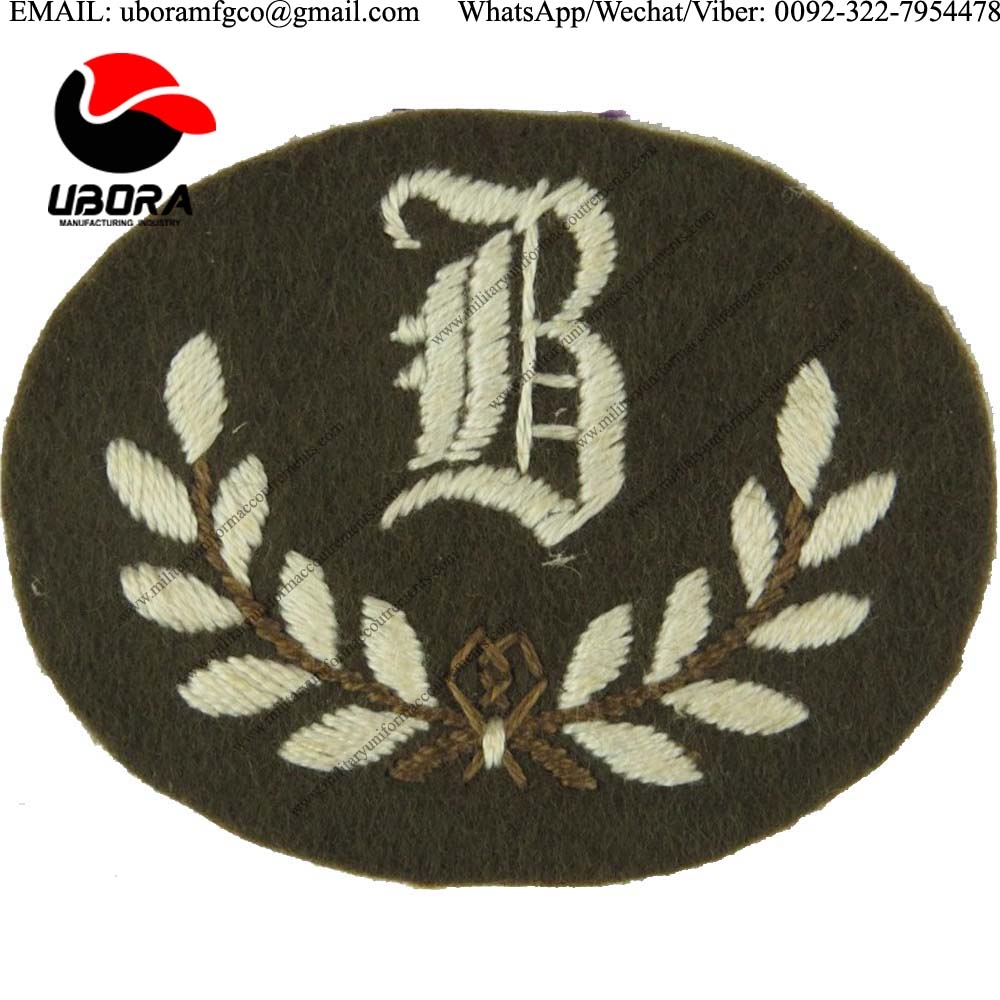 Applique Embroidery Badge hand embroidery badges Class Tradesman Large White On Khaki Embroidered