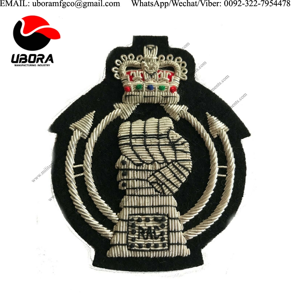HandMade Embroider Royal Armoured Corps Military Blazer Badge Wire Bullion Badge Maker of Customized