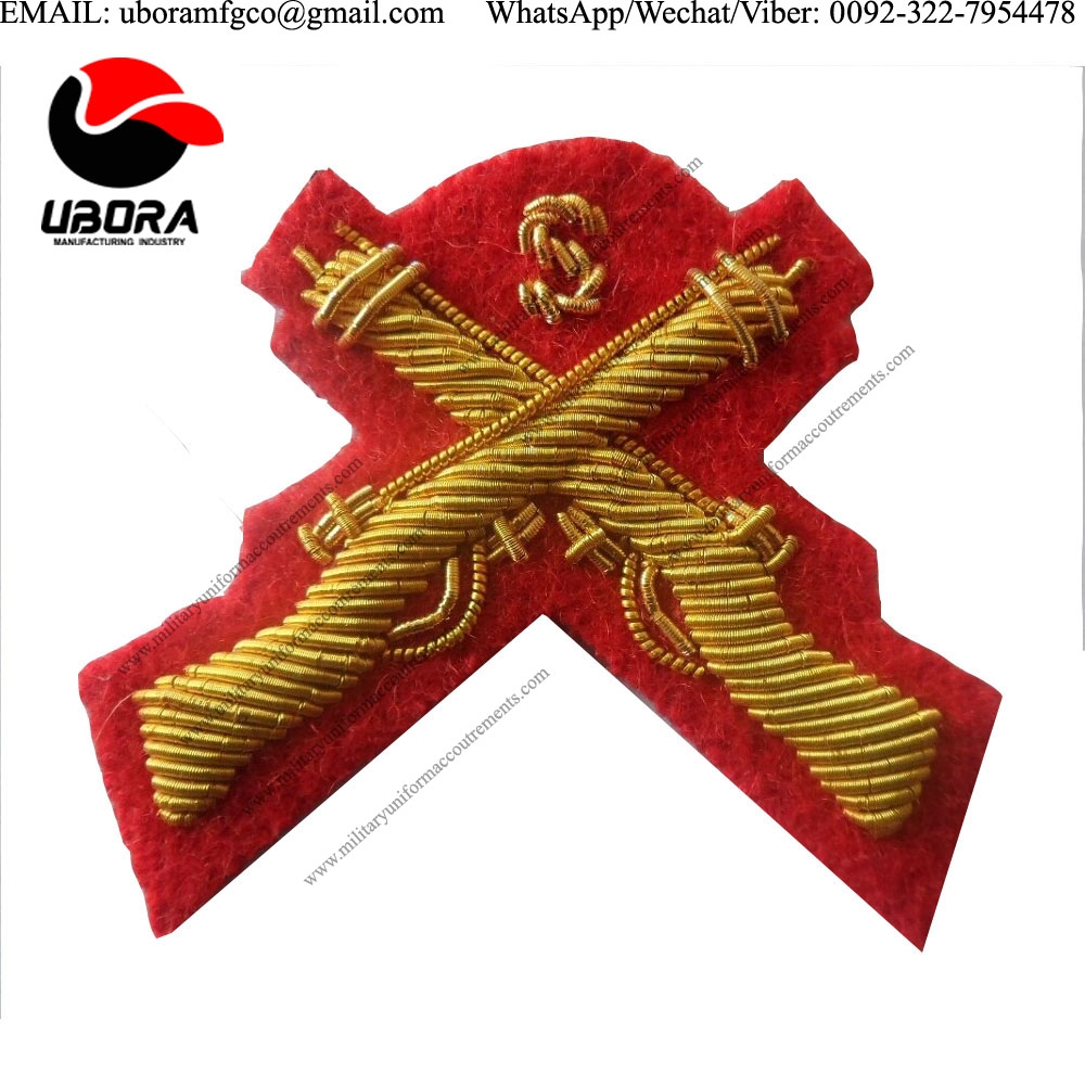 Custom Sniper Mess Dress Badge, Cross Rifles, Crossed, Sleeve, Arm, Red, Black, Gold SUPPLIER 