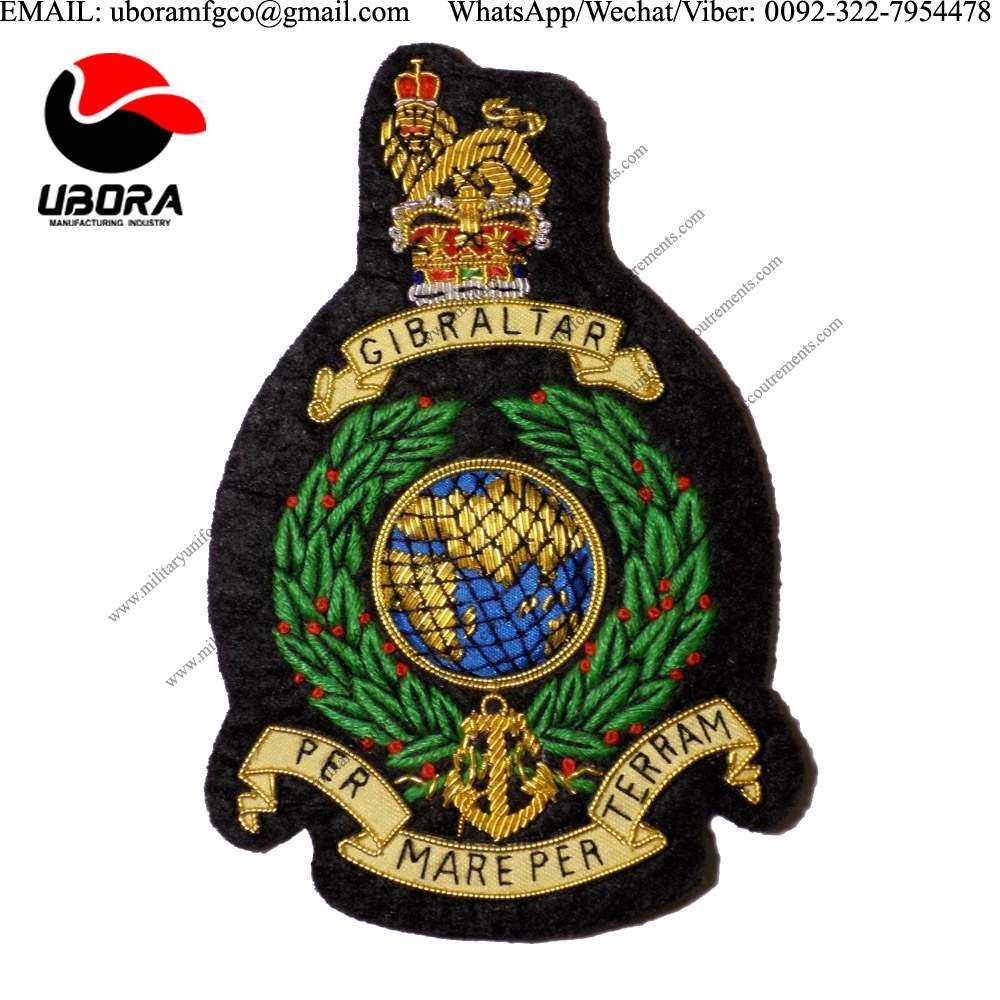Pakistan supplier The Corps of Royal Marines Bullion Blazer Badge Highly Accurate wire applique