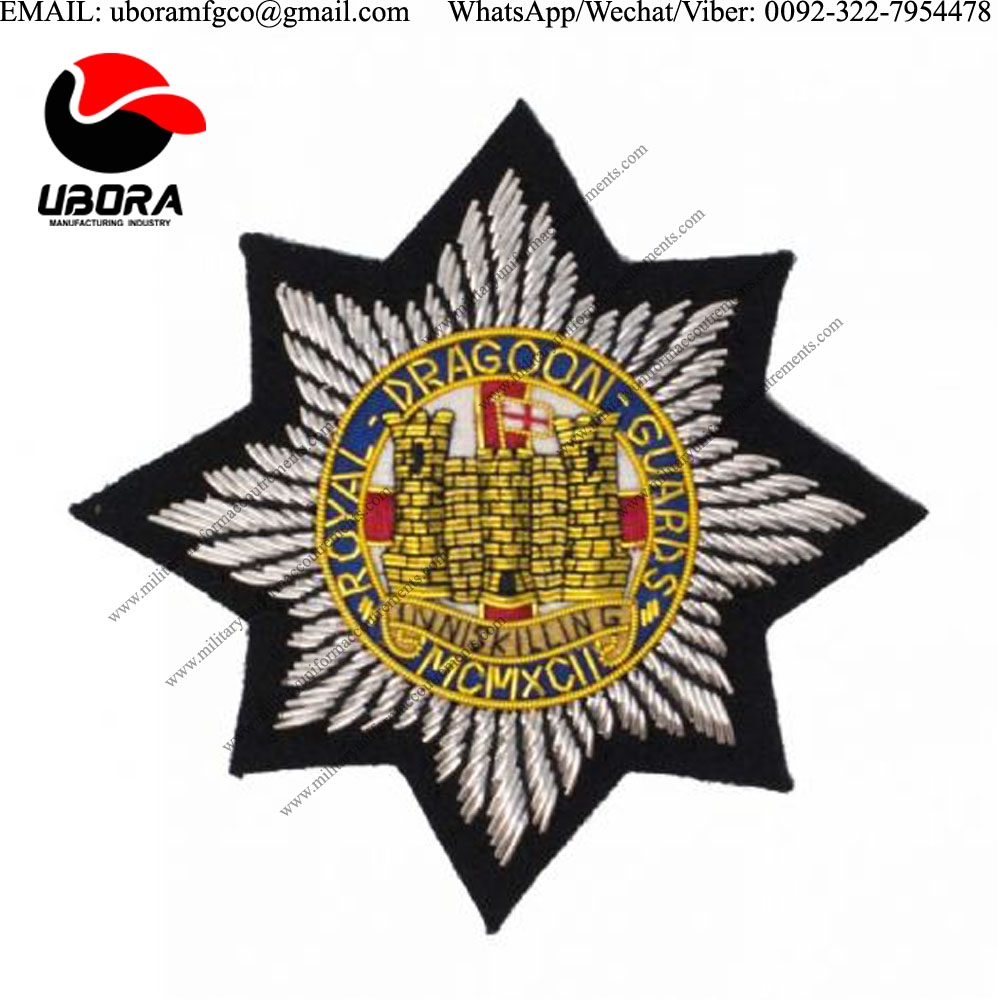 Bullion Badge royal dragoon guards wire embroidered bullion blazer badge army indian hand knitted 