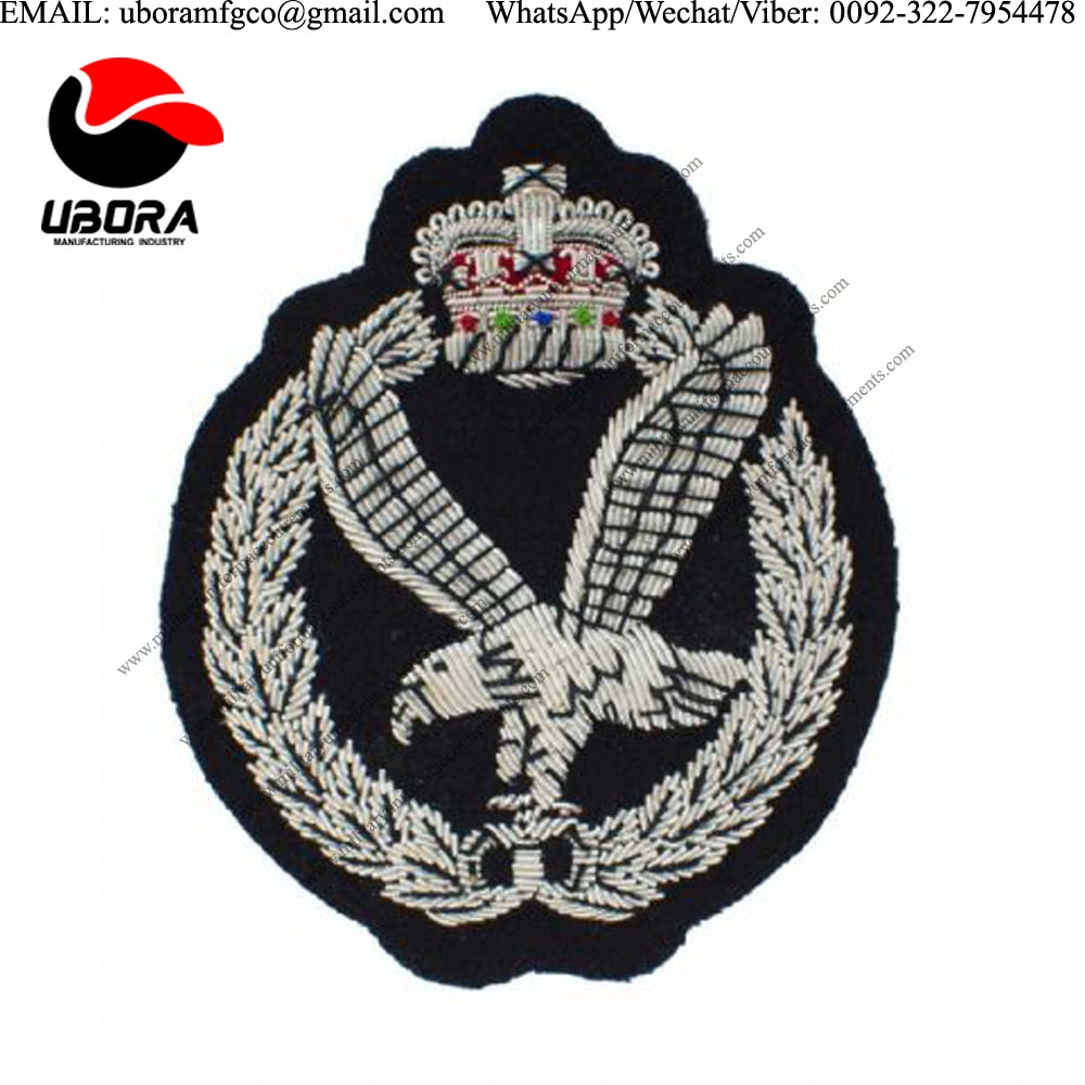 Blazer Badge army air corps embroidered bullion blazer badge wire patches, wire emblem, Bullion wire