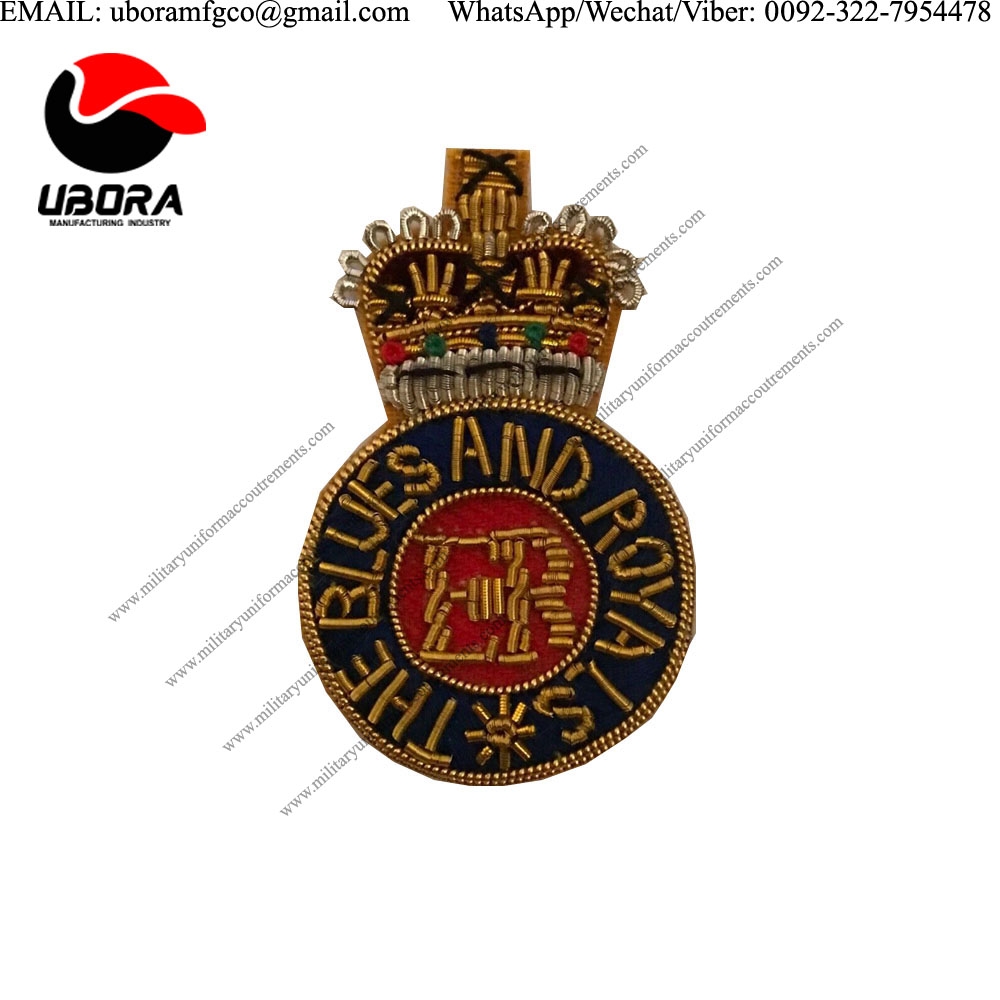 Bullion Patches Blues & Royals Officers Embroidered Beret Badge, Patch Headwear, Army, Military 
