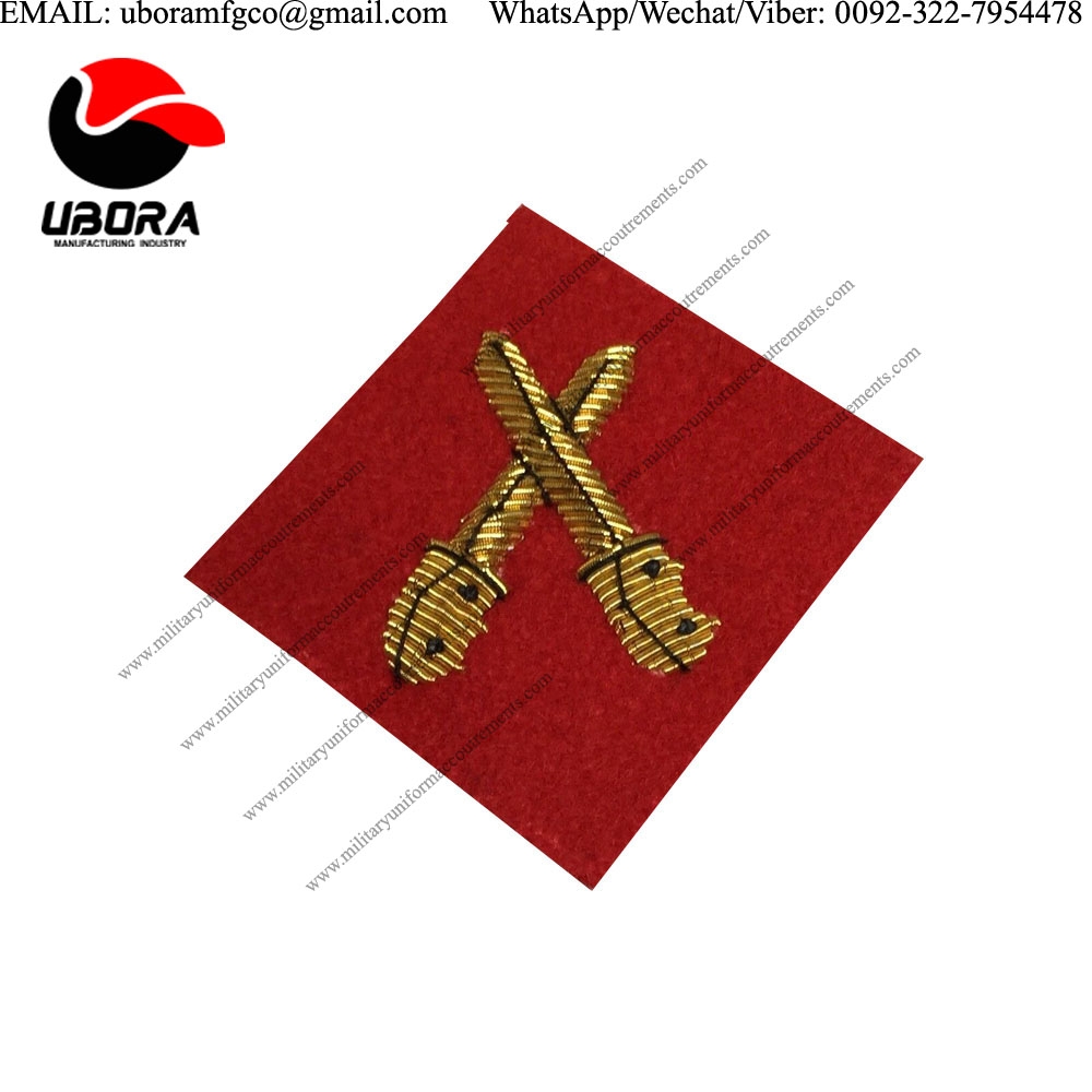 Bullion Patches Brecon 2 Mess Dress Sleeve Badge, Junior Red Crossed Daggers, Army, Military BADGES