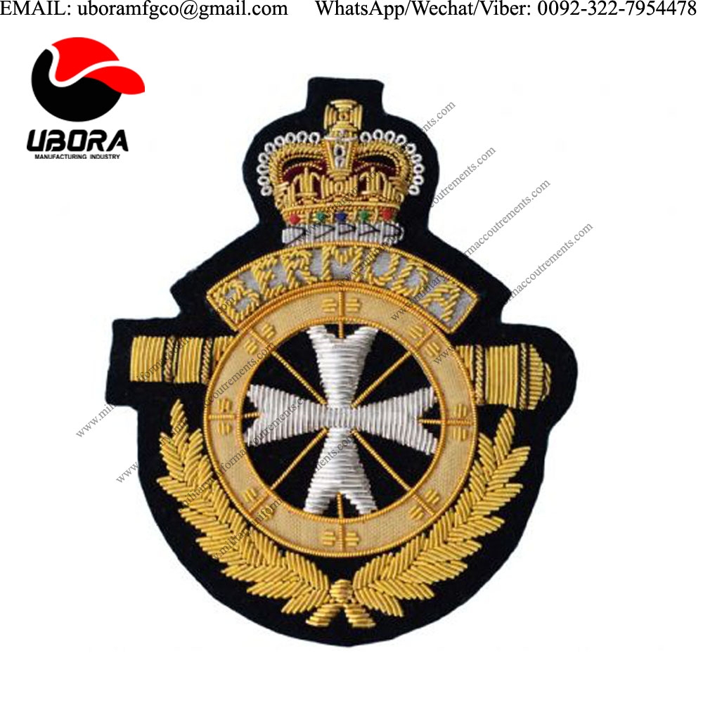 Bullion Patches blazer badge hand embroidered gold-wire emblem high quality
