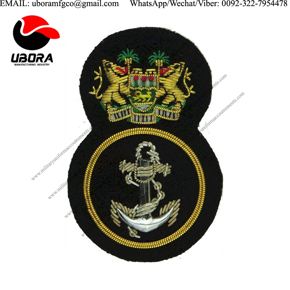 HandMade Embroider Republic Of Sierra Leone Armed Forces Maritime Wing Petty Officer Bullion wire