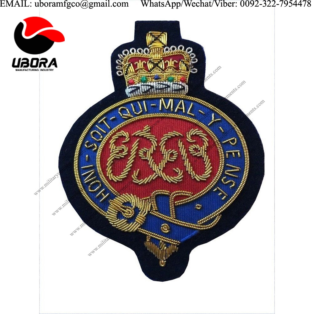Pakistan supplier The Grenadier Guards Hand Embroidered Badge blazer badges gold work Indian hand 