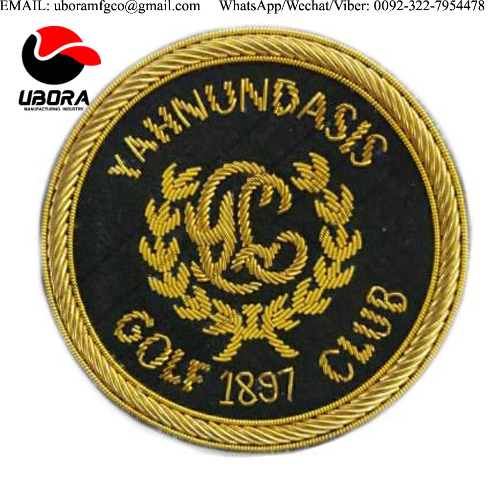 mettalic wire High Quality Hand Embroidery Badge badges, Hand Embroidery Bullion Badges