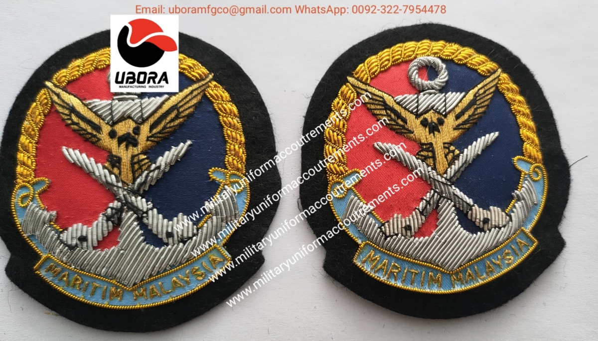 Maritim Malaysia bullion wire badges