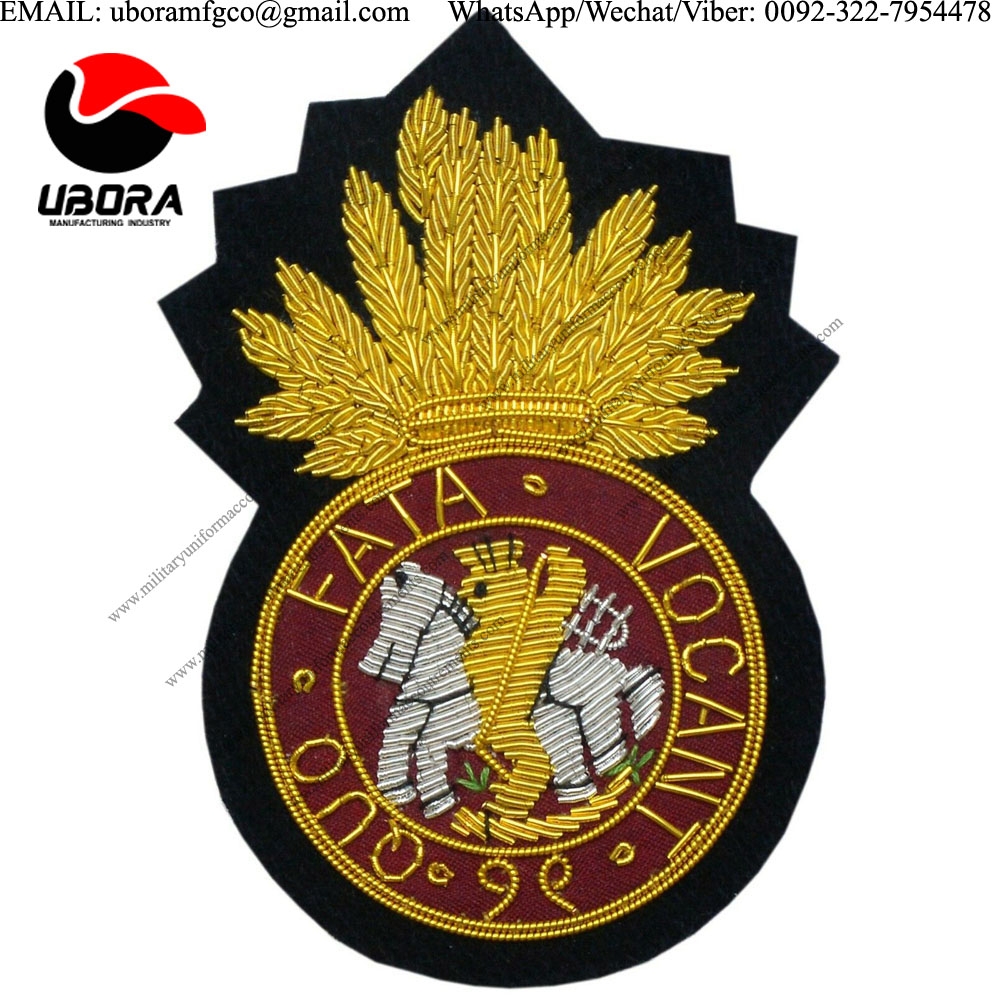 (RNF) Royal Northumberland Fusiliers Regimental Bullion Wire Emblems Blazer Badge Bullion wire 