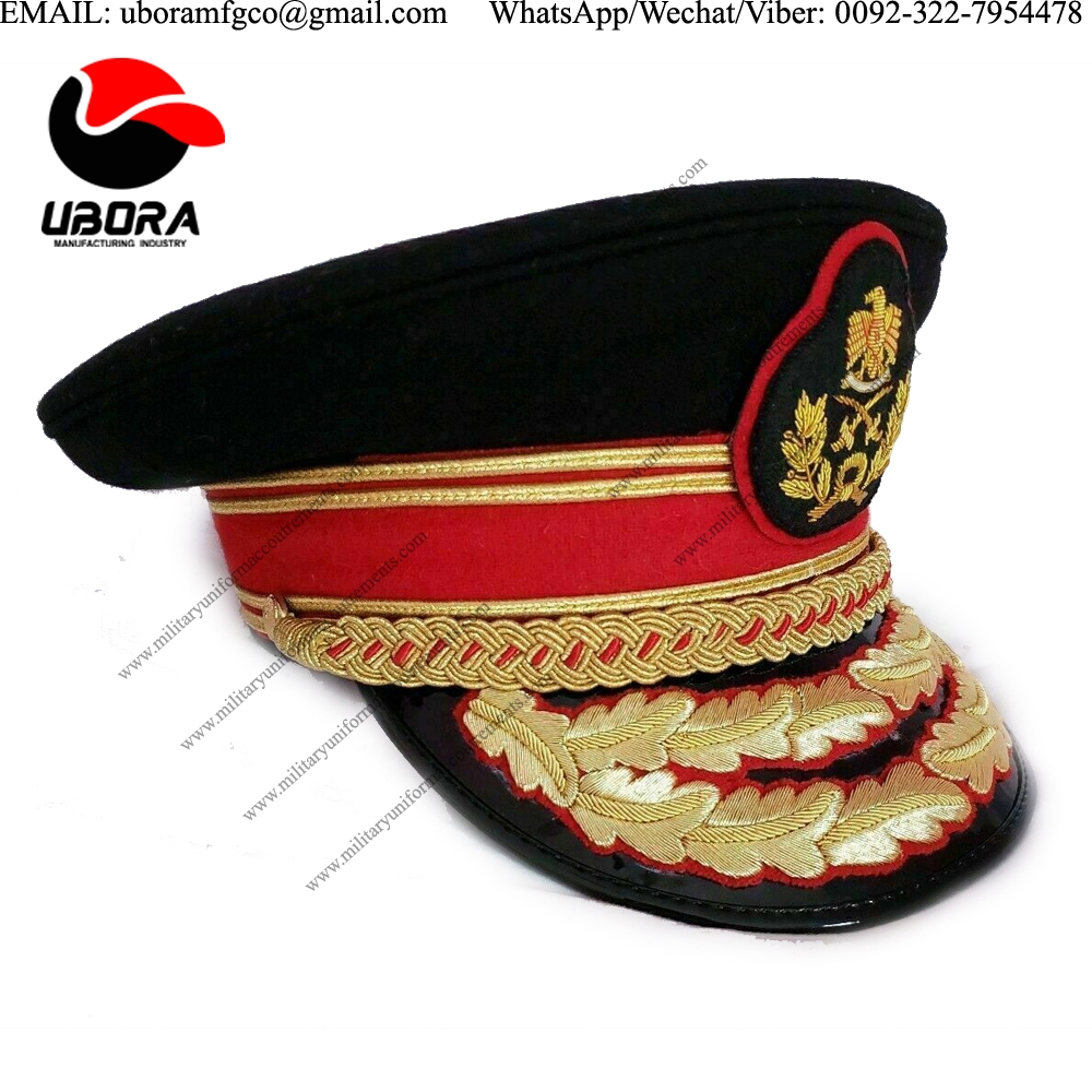 Replica Colonel Gaddafi Military Army bullion wire General Officer Parade Dress Visor Hat Cap 