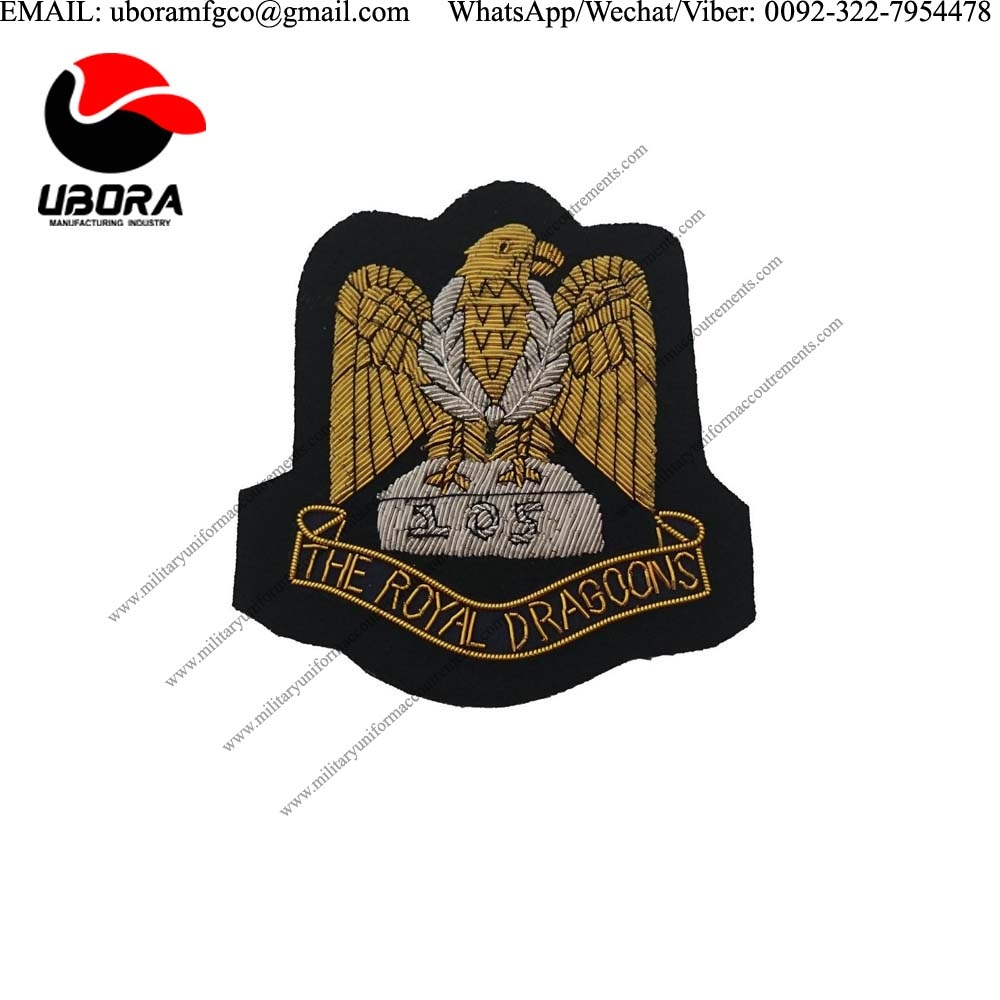 Manufacturer The Royal Dragoons Military Blazer Badge Wire Bullion Badge emblem, crests, Bullion 