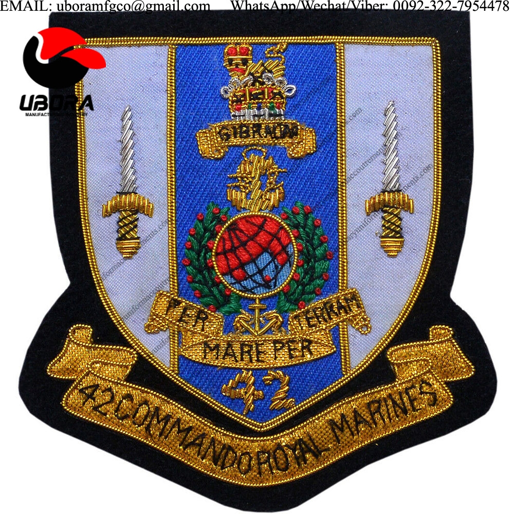 Uniform Blazer Badges Royal Marines 42 Commando Blazer Badge Wire Jacket,Military Hand Embroidered 