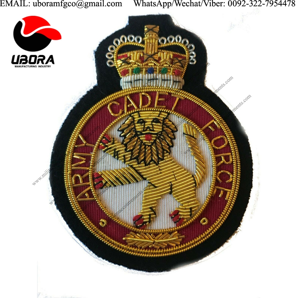 Military badge ACF Army Cadet Force Military Blazer Badge Wire Bullion Badge Hand Embroiderd Bullion