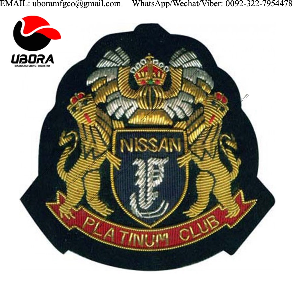 custom made Gold Embroidered Embroidery  Badges Blazer Bullion Embroidered Badges.Bullion Wire Patch