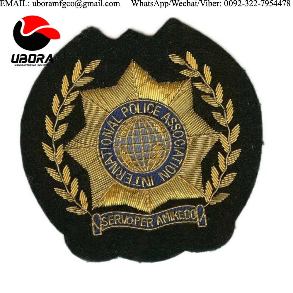 custom made Gold Embroidered Embroidery Bullion Wire Emblems & Badges Bullion wire indian hand 