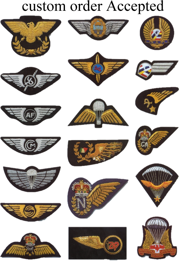 Supplier of hand embroidery bullion wire Airline Wings,Airforce,goldwork,custom