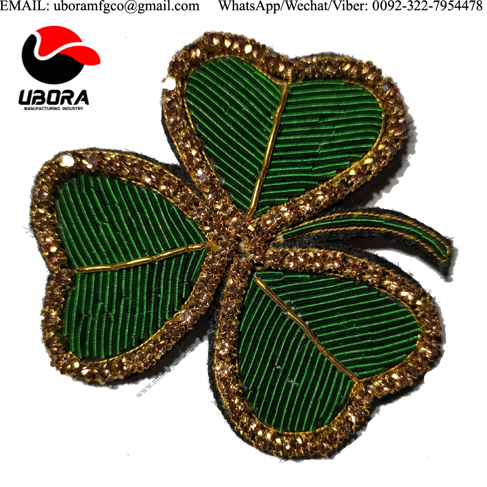 green bullion wire leaf brooch high quality wholesale