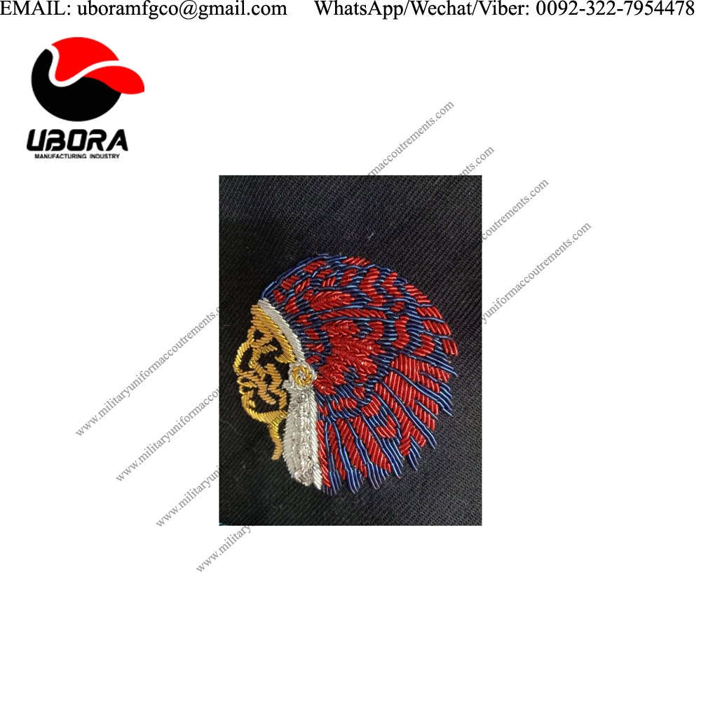 Bullion Patches Blazer Badge  Bullion Hand Embroidery Brooch Army Custom Embroidered Bullion Crest 