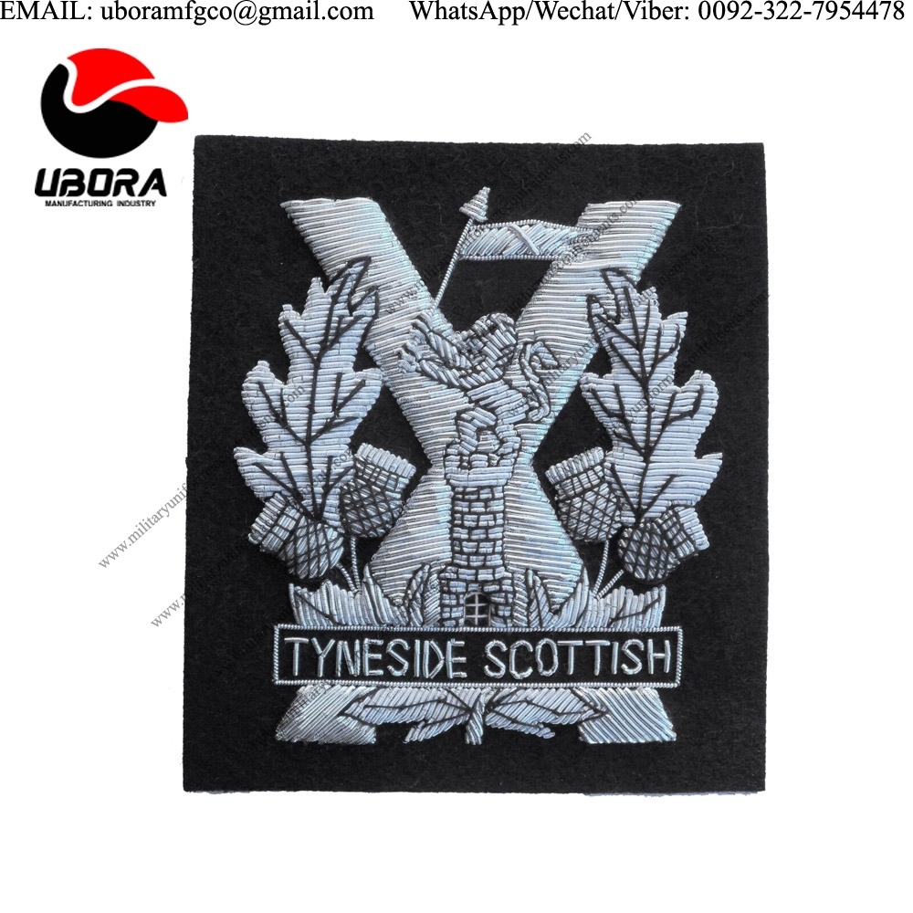 Blazer patch Tyneside Scottish Blazer Badge British Army Silver Bullion Wire Bullion wire patches 