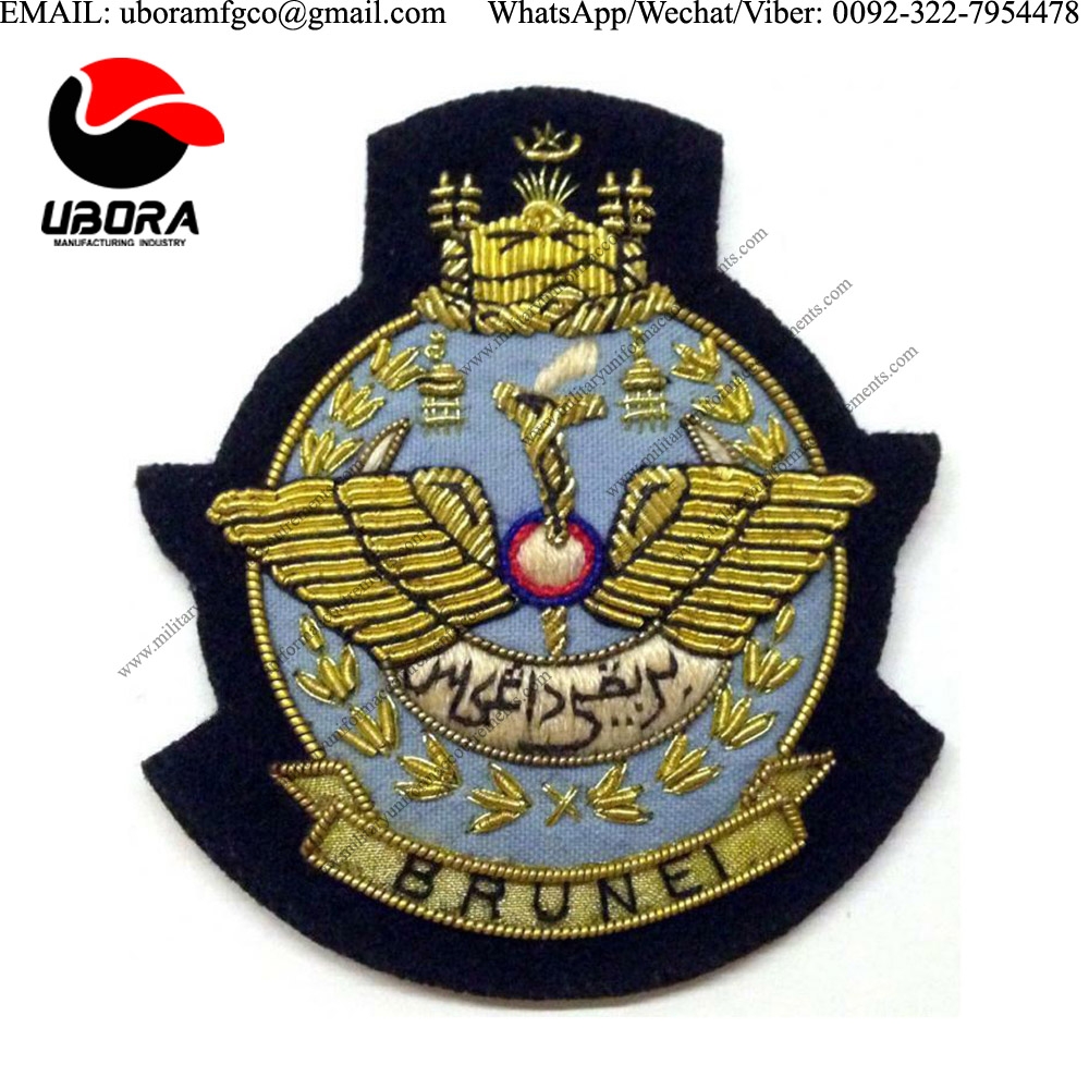 Bullion Patches BRUNEI ROYAL AIR FORCE HAT CAP COMMODORE Bullion Badge  patches, Blazer crest