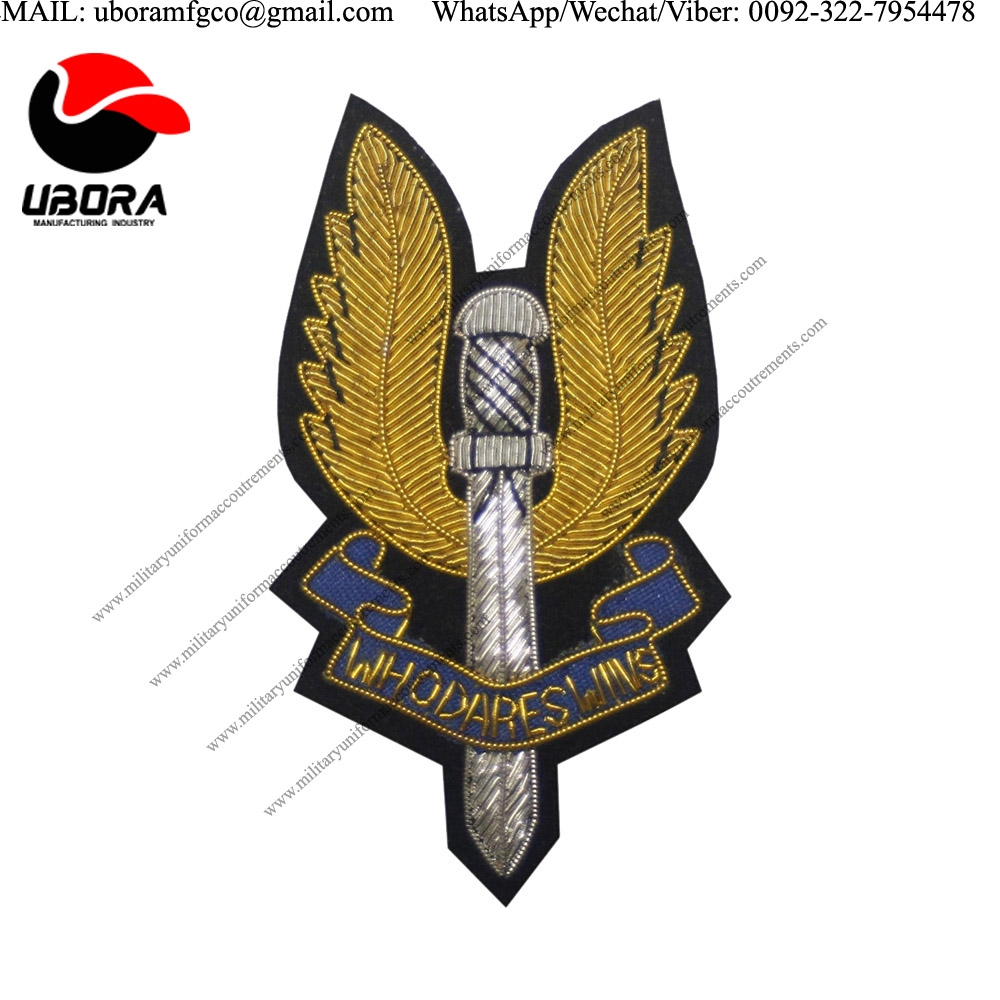 Custom Special Air Service Hand Made Bullion Wired Regimental Blazer Badge Embroidered Patch Bullion