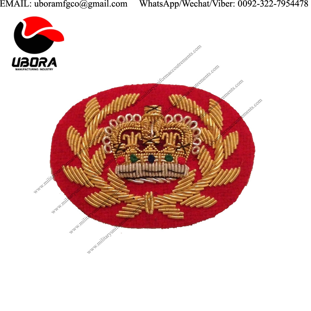 HAT CAP BADGE WO2 RQMS Crown and Wreath, Warrant Officer, Mess Dress, Red, Army, Military DRESS 