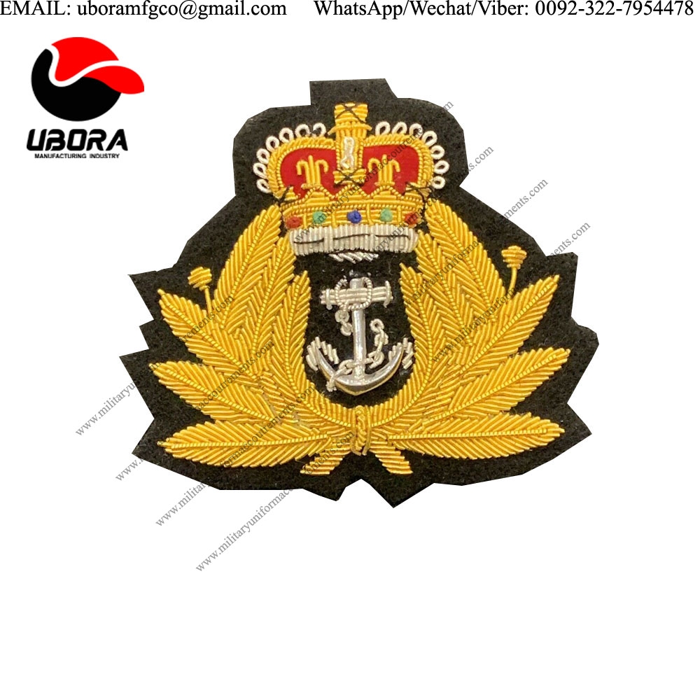 handmade badge Bullion Wire Blazer Naval Queen’s Crown Royal Navy Cap Badge royal navy bullion badge