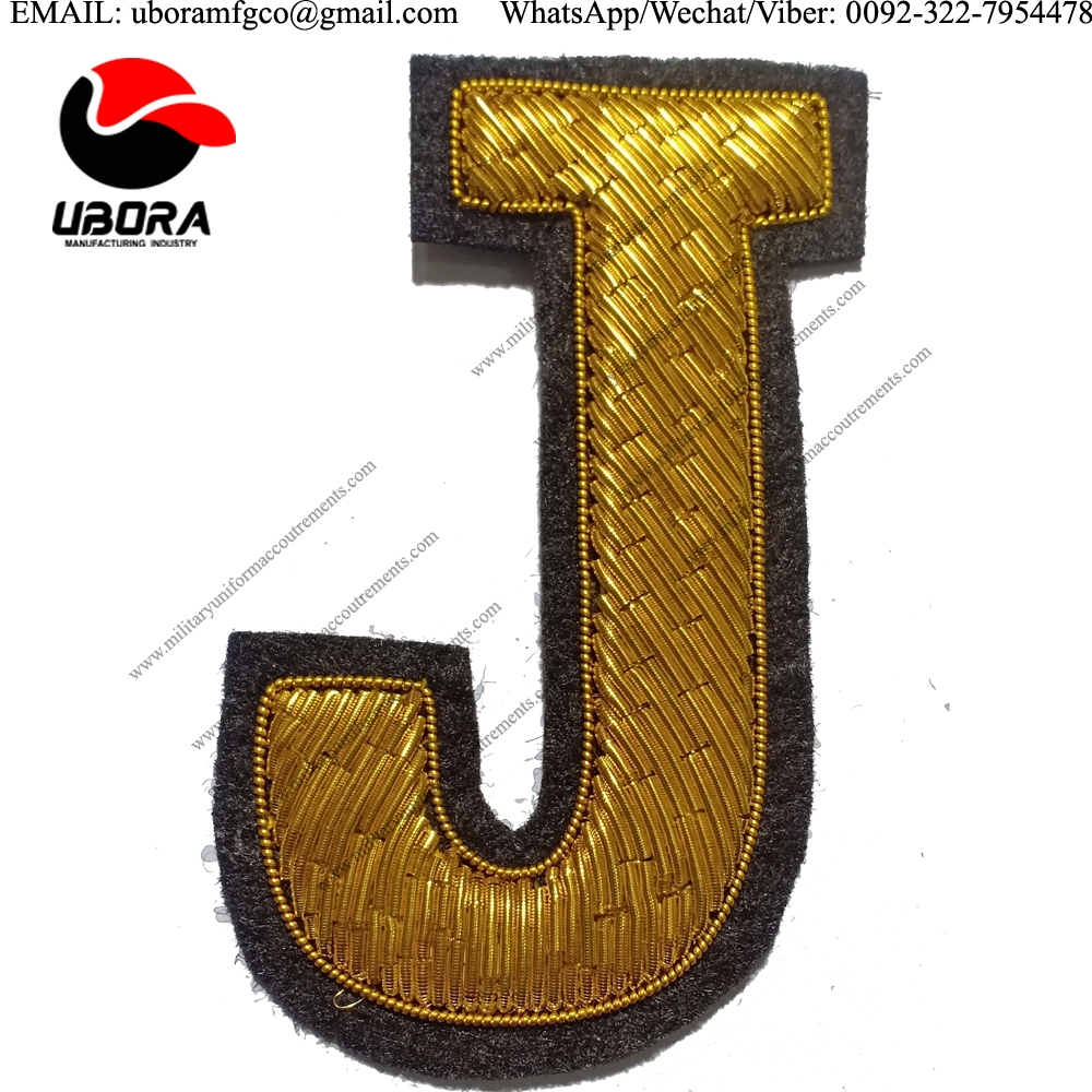 1Hand Embroidery Bullion Brooches Manufacturer LETTER J 