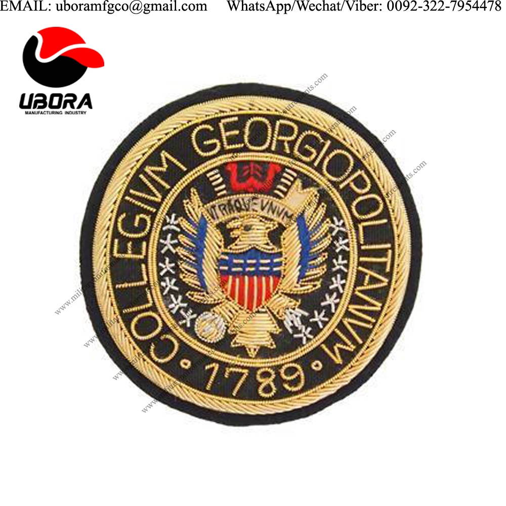 customized goldwork GEORGETOWN UNIVERSITY BADGE Embroidered Badges Emblem, Custom