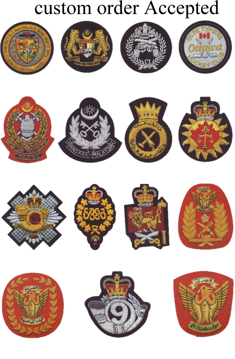 Custom made Army bullion badges,cap badges,insignia,uniform,military,police,crest