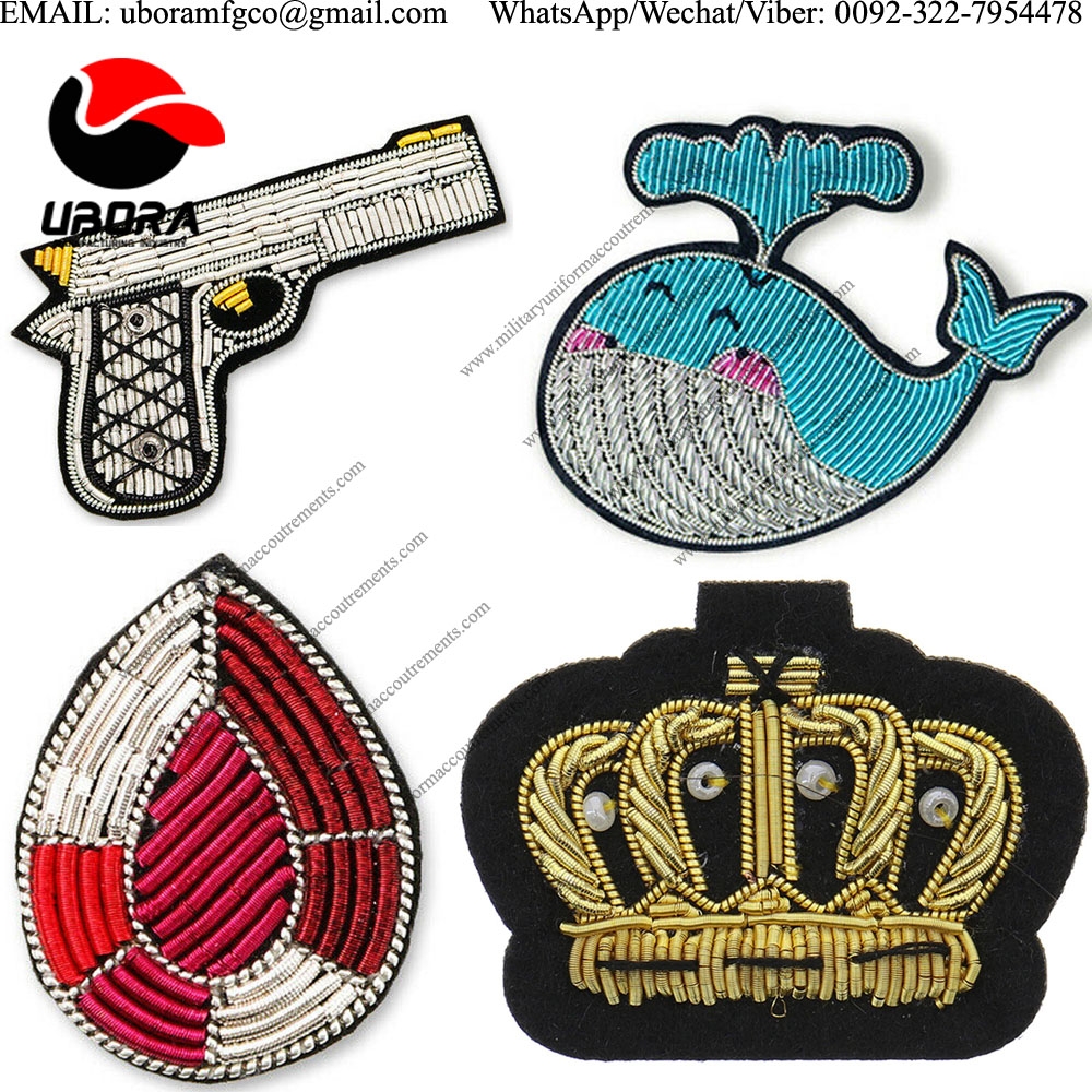 Fashion gun, fish  bullion wire Jeweler Durable Cute Wedding military uniform accessories Brooch