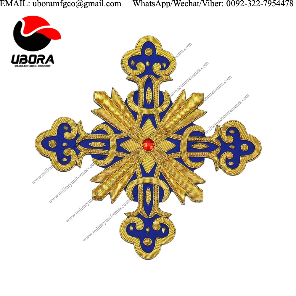 HandMade Embroider Religious Cross gold metallic bullion hand embroidered Applique Motif Bullion 