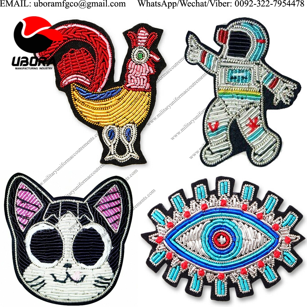 Hand Embroidered  hen,Corsage, face,eyes, Indian Silk Badges Space Astronaut Cartoon Brooch