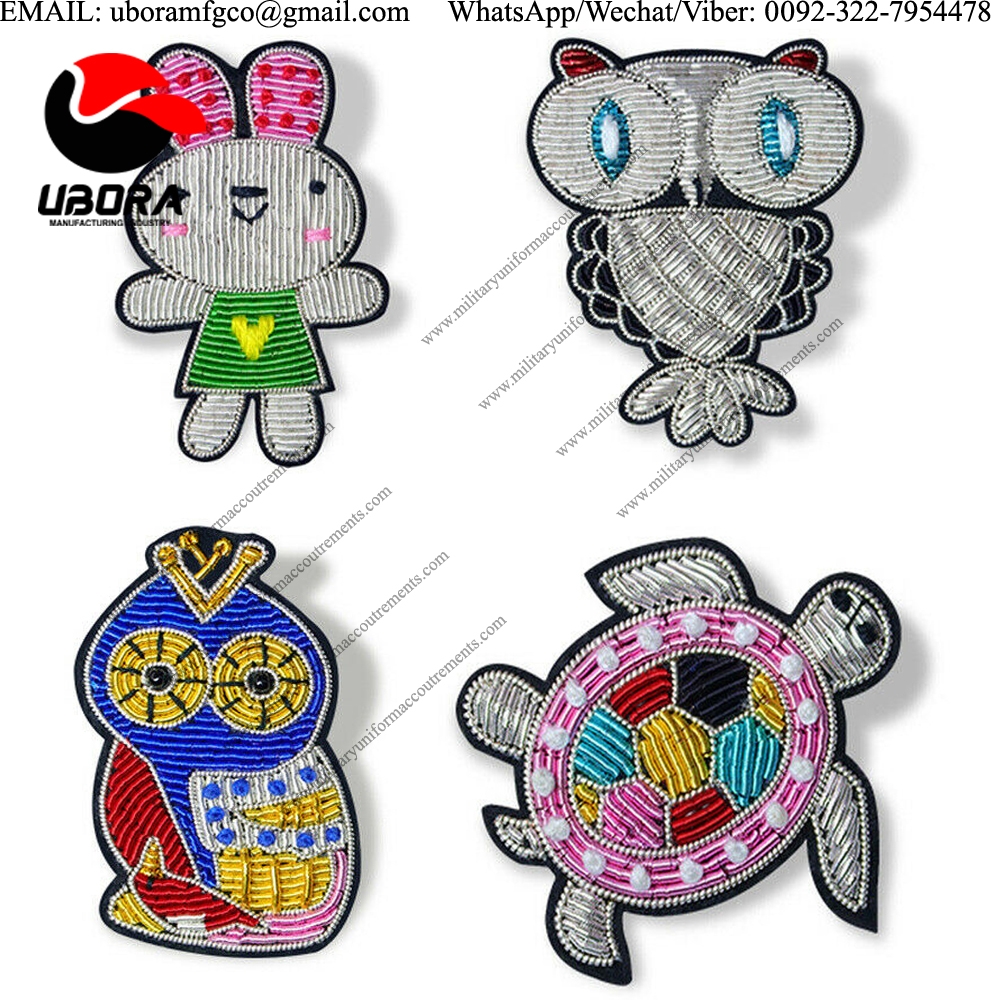 Hand Embroidery Bullion Brooches Manufacturer, toy brooch mini bullion  owl brooches good quality