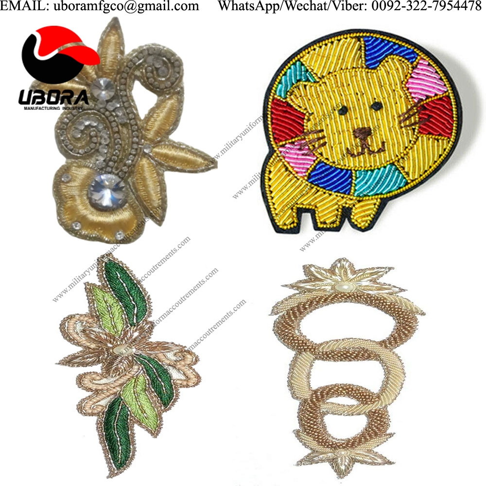 ZARI Hand Made Embroidery  bullion wire brooch Patches,Applique for Saree, Lehenga, Blouse, Kurta