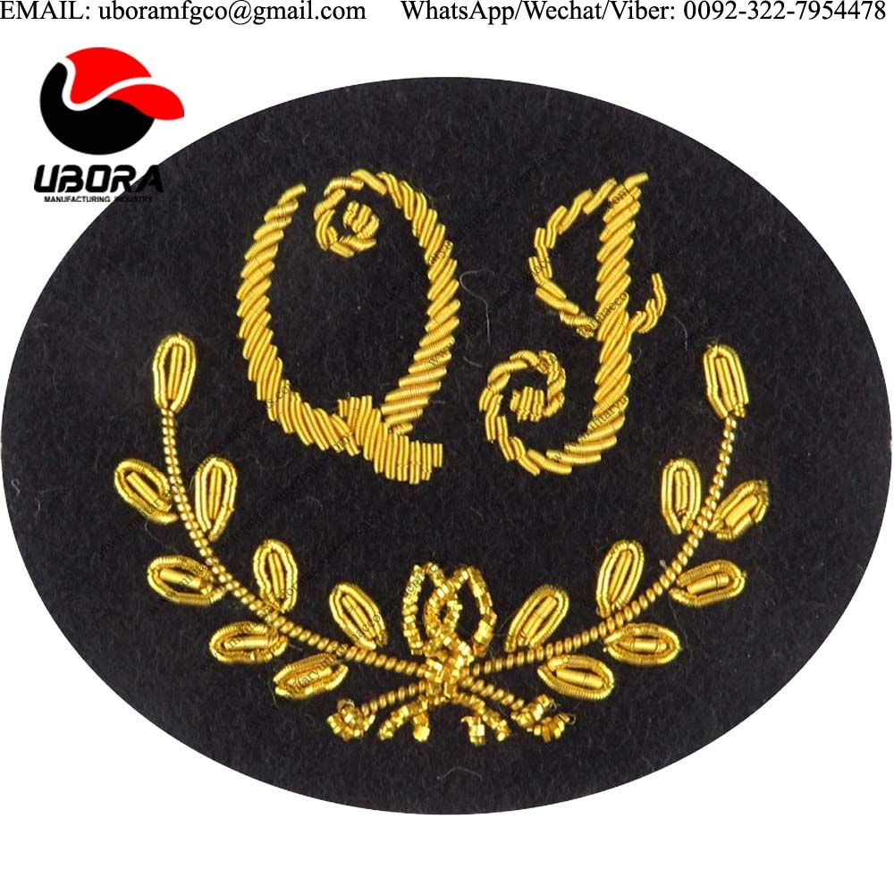 military motif Hand embroidery badges Qualified Instructor Field Engineering Gold On Navy Blue 