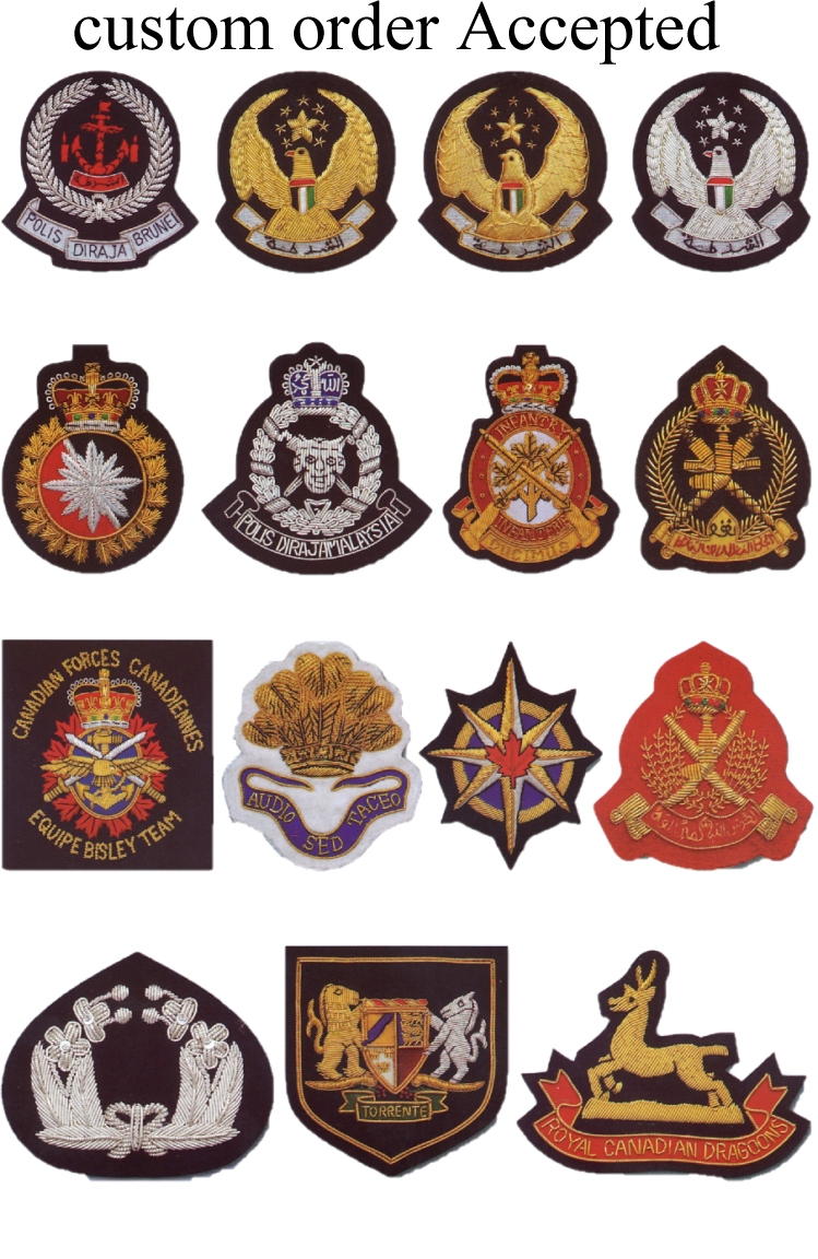 Supplier of Hand embroidery goldwork police badges,malaysia,UAE,military bullion
