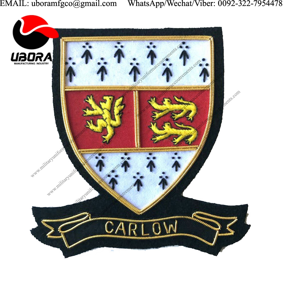 Military Uniform emblem HAND EMBROIDERED IRISH COUNTY - CARLOW - COLLECTORS HERITAGE ITEM Bullion 