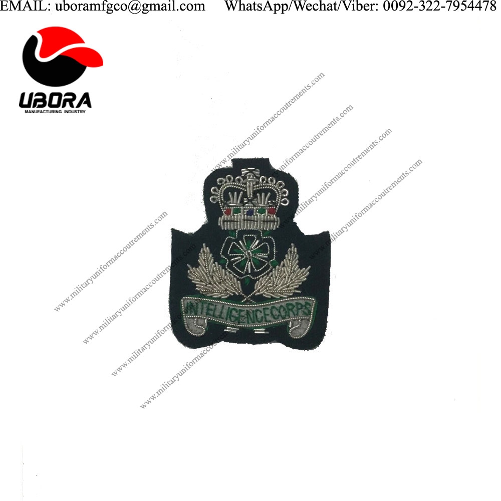 mettalic wire Intelligence Corps Officers Green Beret Badge, Army Military Hat Cap Headwear Badges E