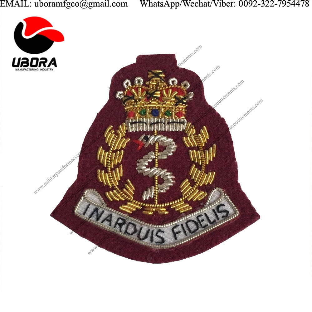 HandMade Embroider RAMC Officers Para Maroon Beret Badge, Embroidered, Army Medical Corps