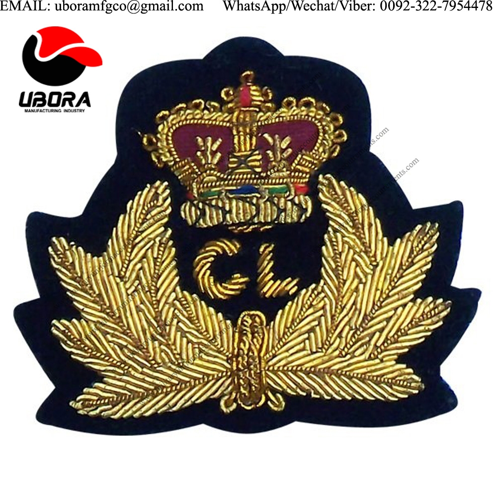 military uniform accessories Officers Uniform Hat Badges Bullion wire Blazer Badges, Army Custom 