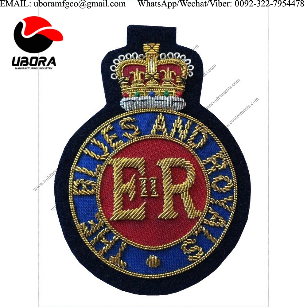 Pakistan supplier THE BLUES AND ROYALS Guards Hand Embroidered Badge UK MILITARY BADGES, UK MILITARY
