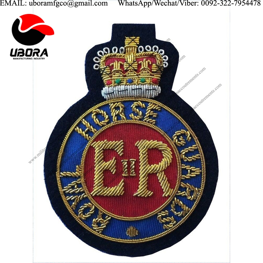 Uniform Blazer Badges ROYAL HORSE Guards Hand Embroidered Badge wire indian hand knitted supplier 