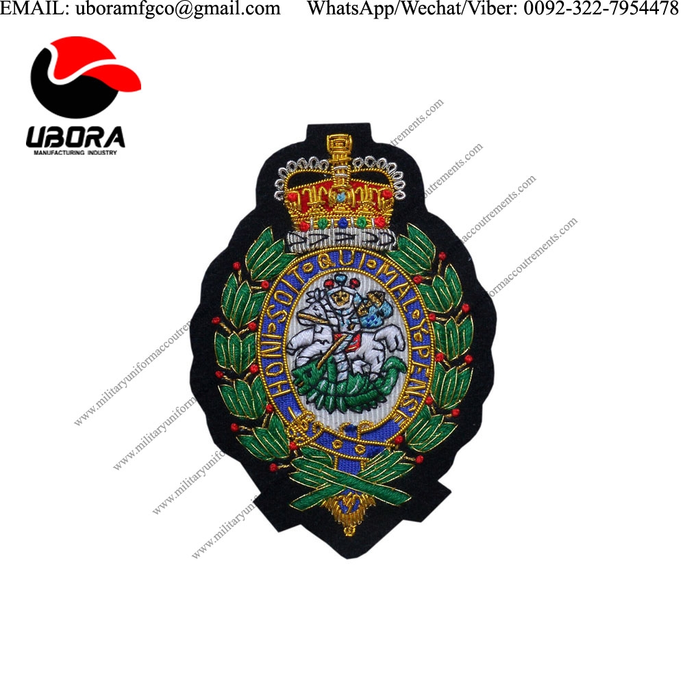 mettalic wire HS Royal Regiment Of Fusiliers (Crest) Blazer Badge Military Hand Embroidered Bullion 