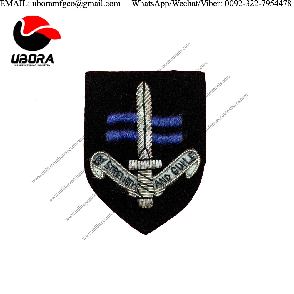 Custom SPECIAL BOAT SERVICE SBS UKSF SPECIAL FORCES BULLION AND WIRE EMBROIDERED BADGE indian hand 