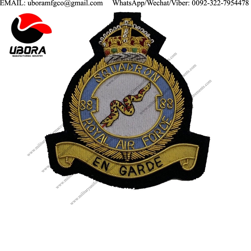 Squadron emblem Royal Air Force Squadron Hand Embroidered Badge Royal Air Force bullion wire badges