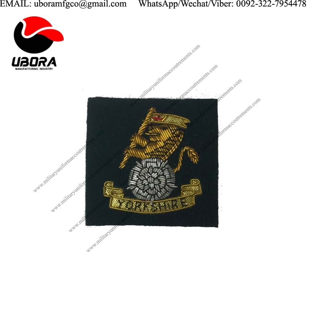 HAT CAP BADGE Yorkshire Regiment Officers Beret Badge, Army Military Hat Cap Headwear Yorks EMBROIDE