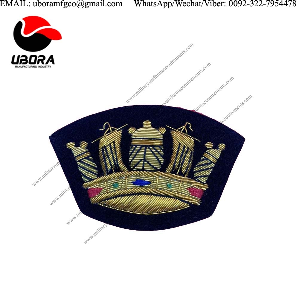 handmade badge Crown Badge Merchant Navy Crown MN Gold Bullion And Wire Crown Blazer Badge  gold 